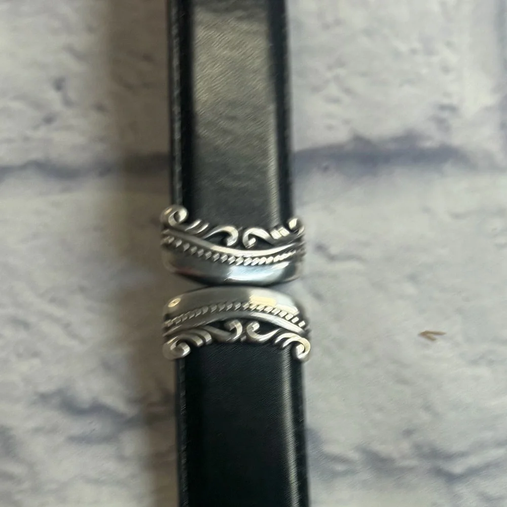 Brown Women's Belt with Ornate Silver Buckle. Size M/L.